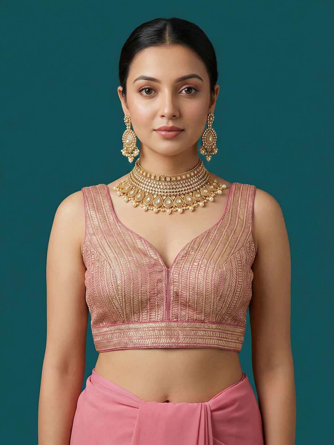 Woven Pink Design Blouse