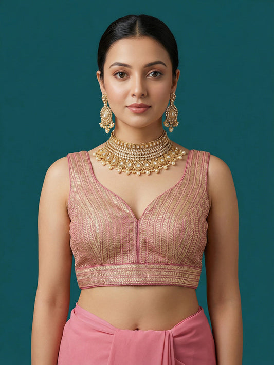 Woven Pink Design Blouse