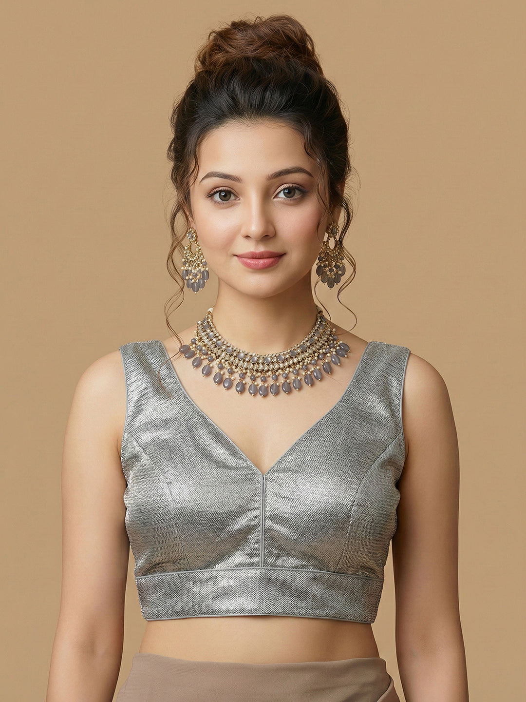 Woven Silver Design Blouse