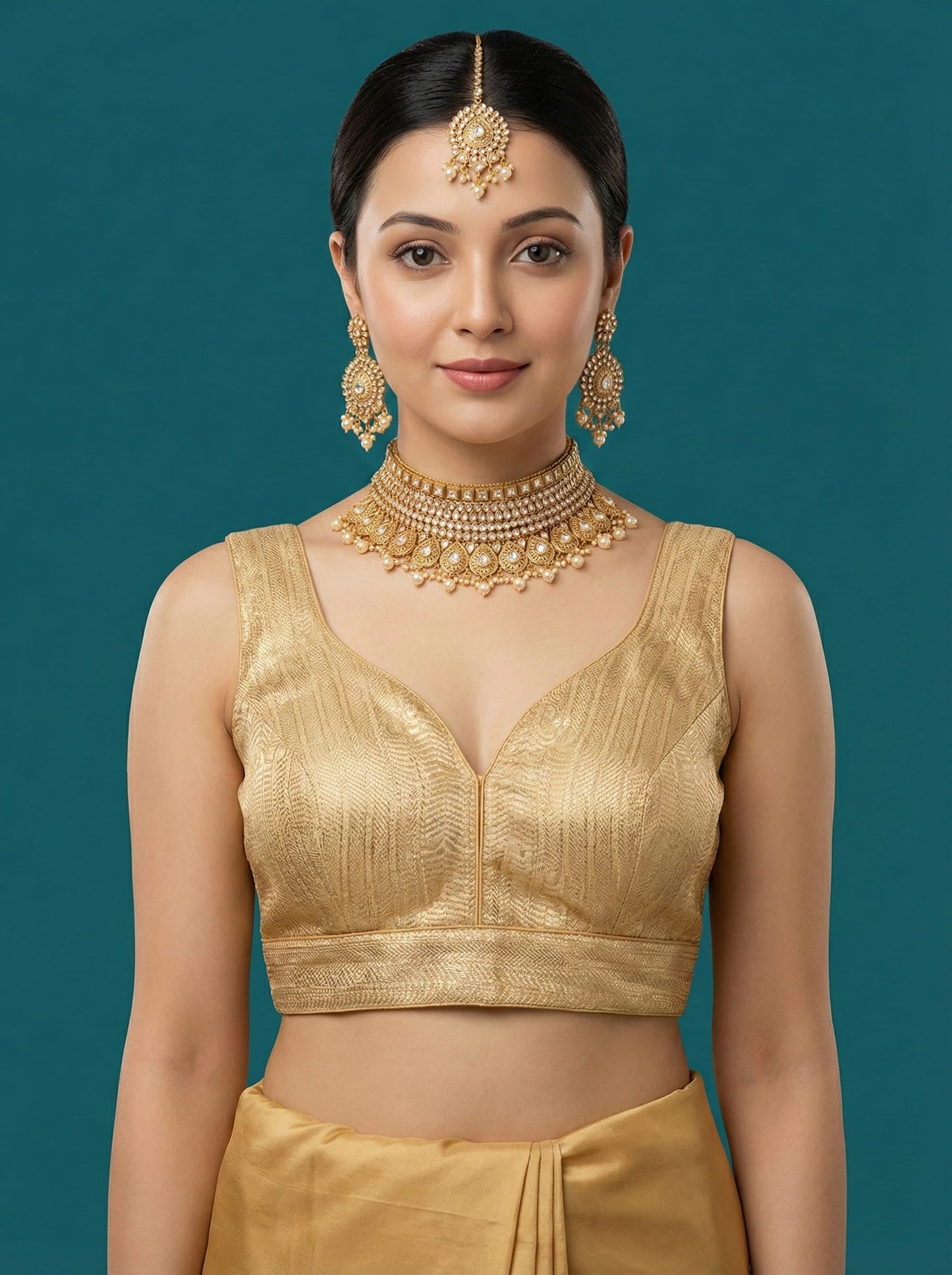 Woven Gold Design Blouse