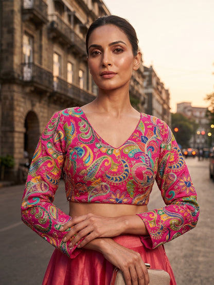 Women Pink Embroidered Blouse