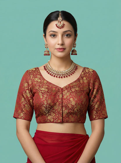 Woven Maroon Design Blouse