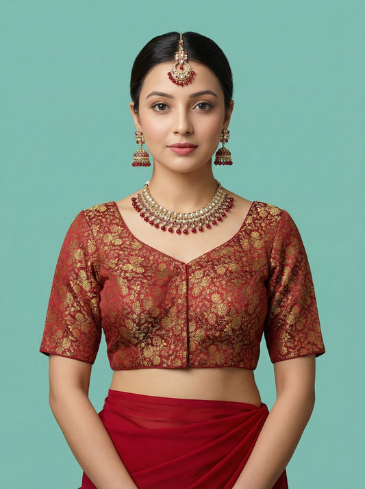 Woven Maroon Design Blouse