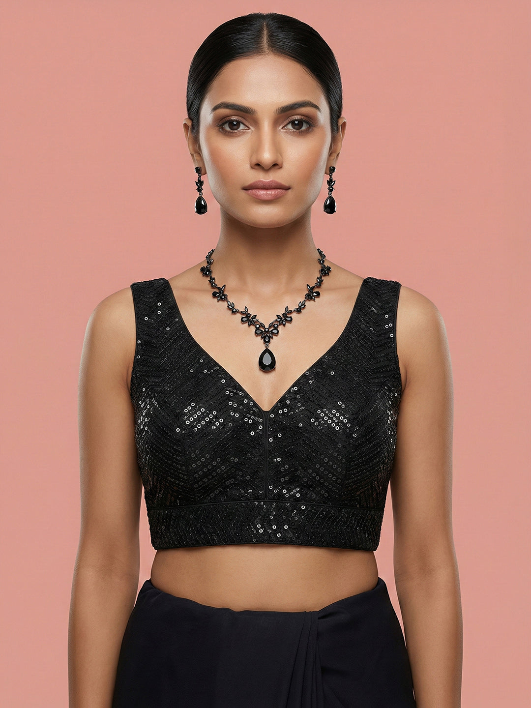 Embellished Black Saree Blouse