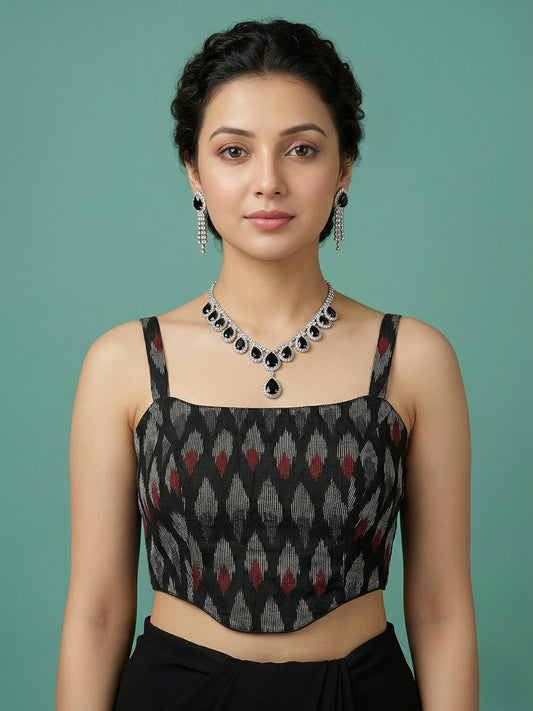 Cotton Blend Woven Design Saree Blouse
