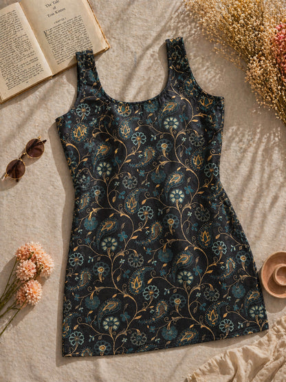 Floral Printed Square Neck Kurti