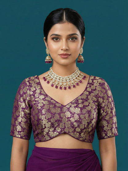 Woven Wine Design Blouse
