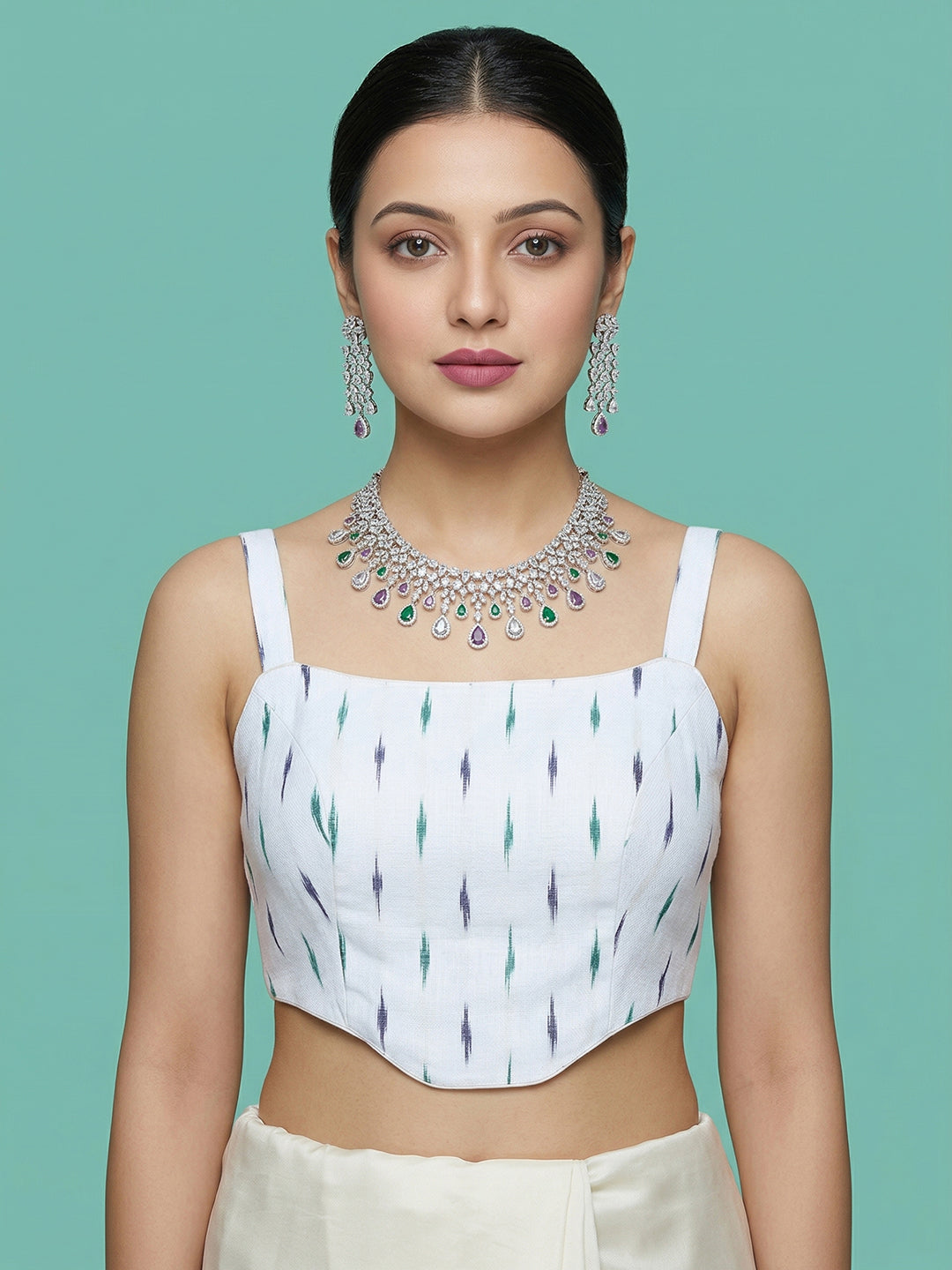 Cotton Blend Woven Design Saree Blouse