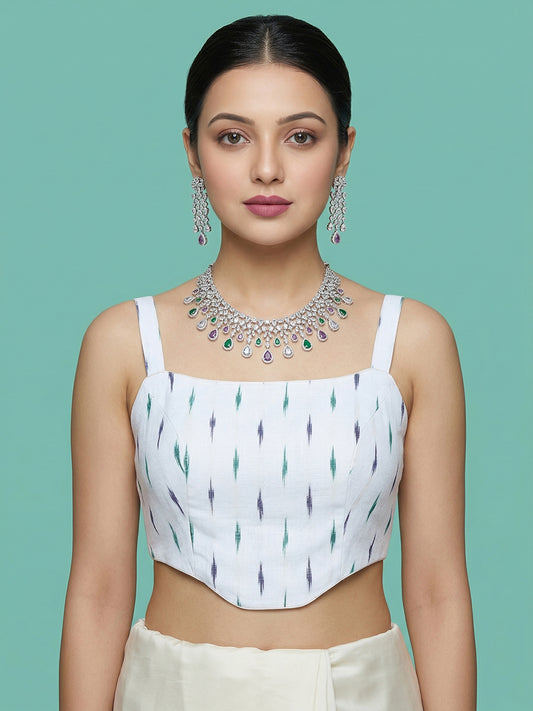 Cotton Blend Woven Design Saree Blouse