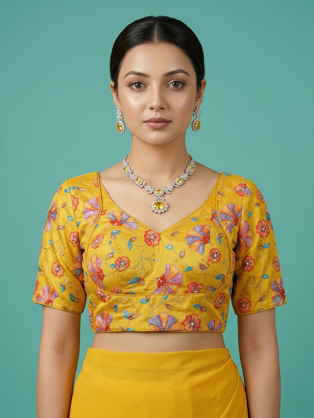 Silk Yellow Saree Blouse