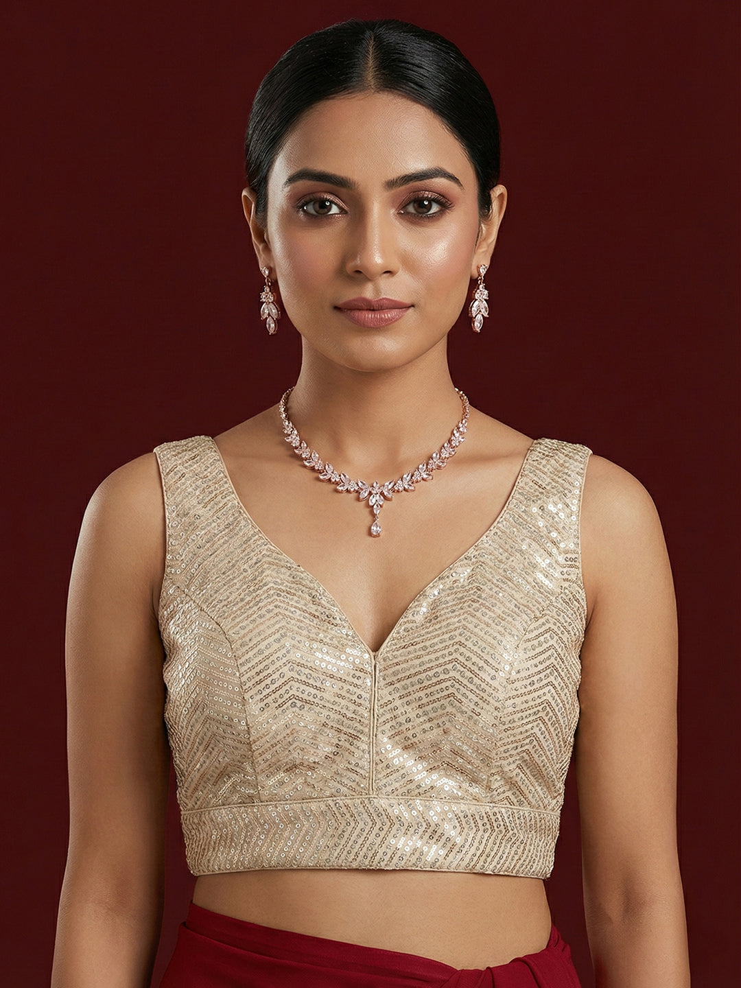 Embellished Gold Saree Blouse