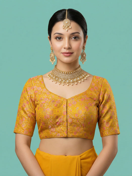 Woven Yellow Design Blouse