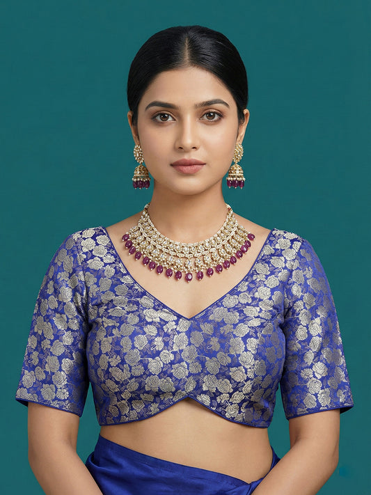 Woven Navy Blue Design Blouse