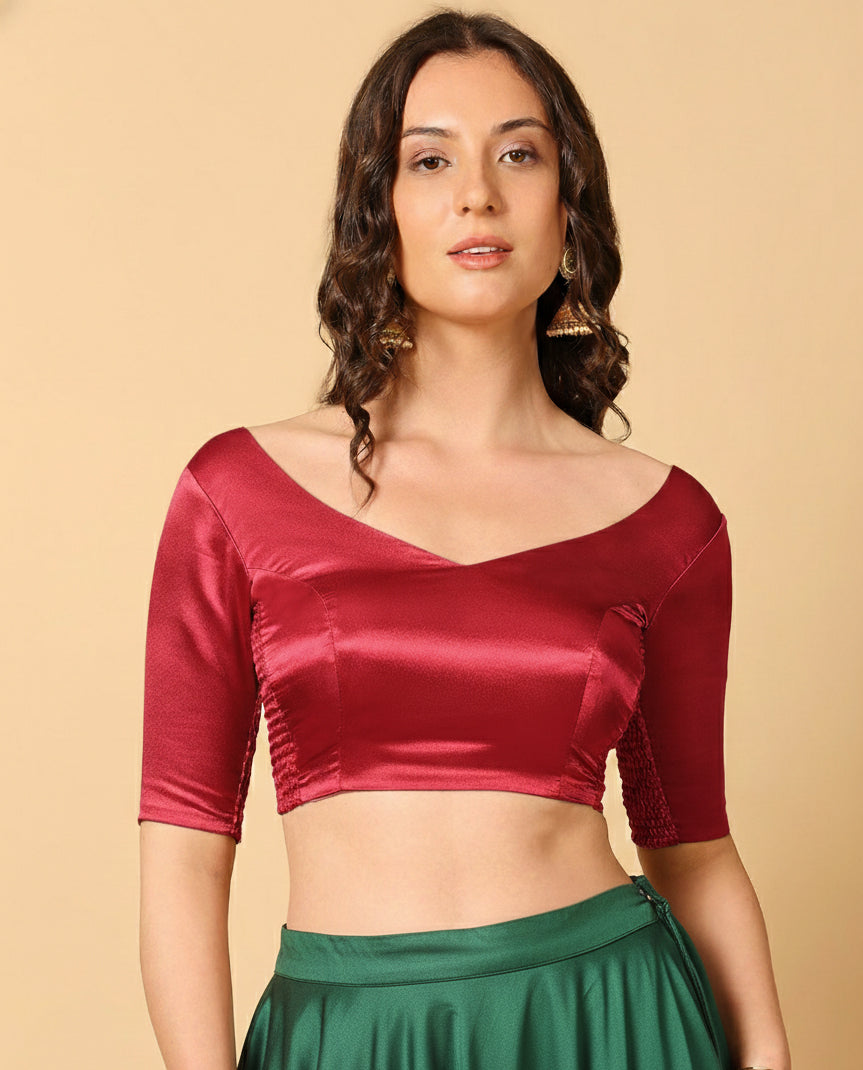 Satin Red Stretchable Blouse