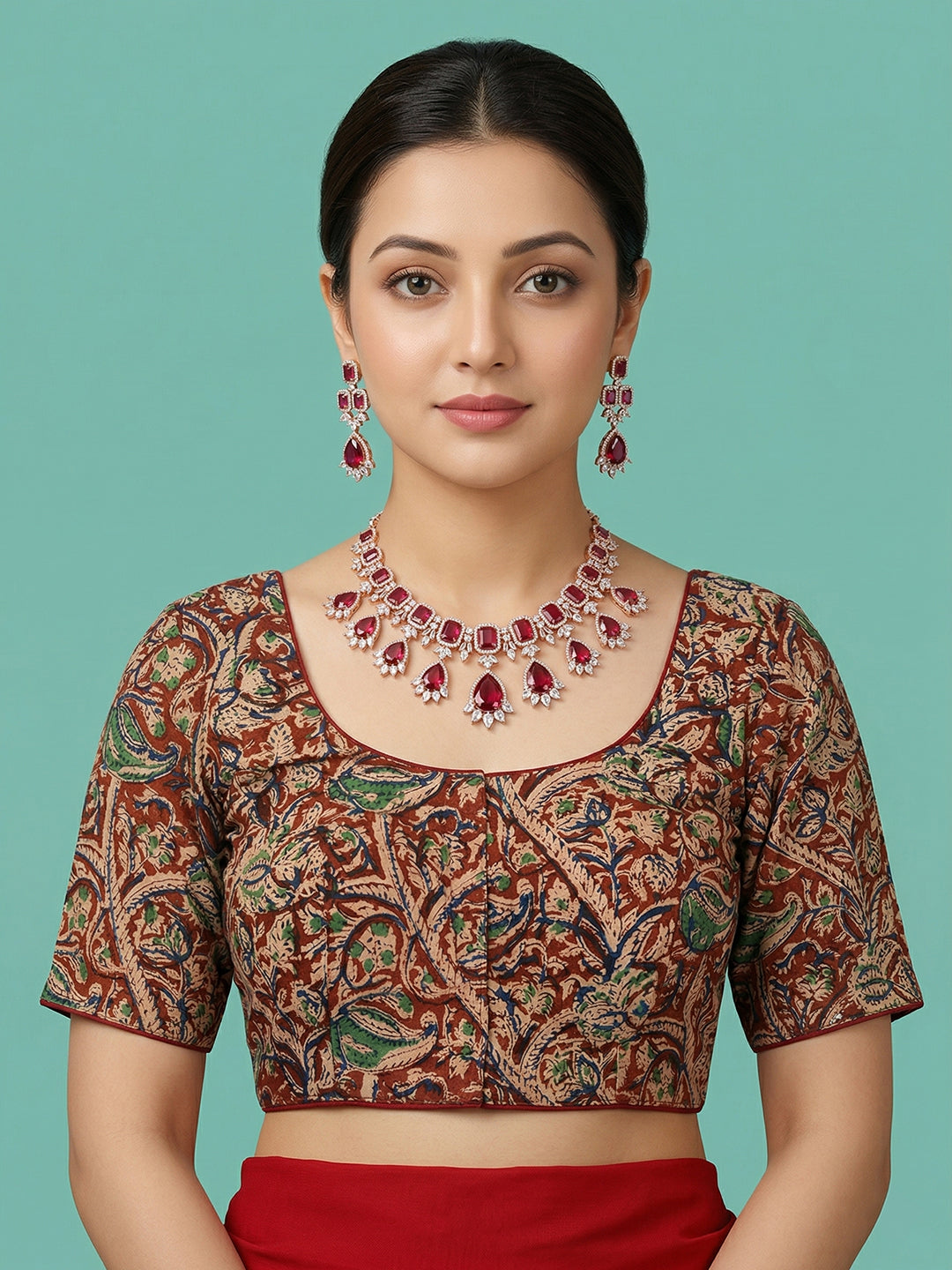 Kalamkarri Designer Brown Blouse