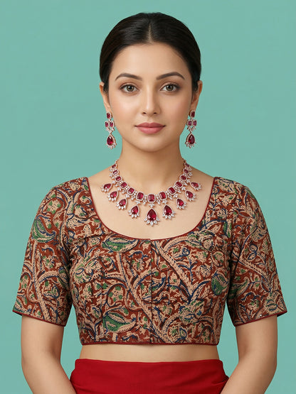 Kalamkarri Designer Brown Blouse