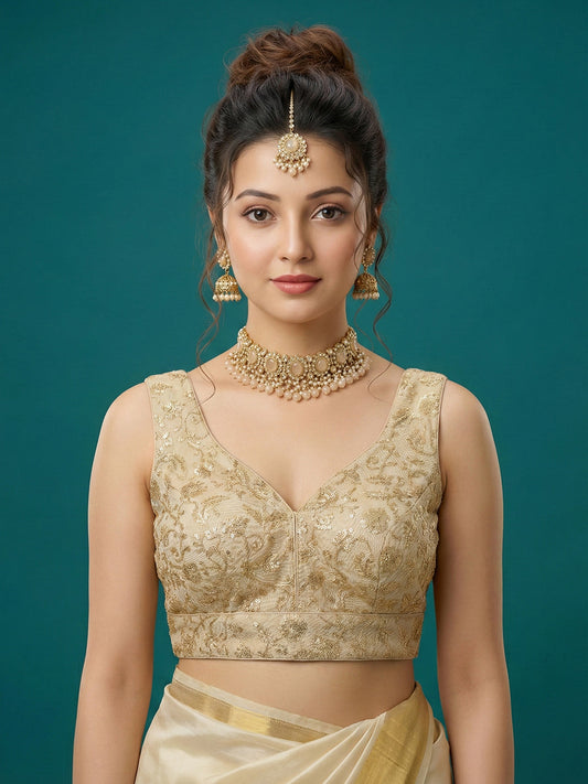 Designer Gold Embroidered Blouse