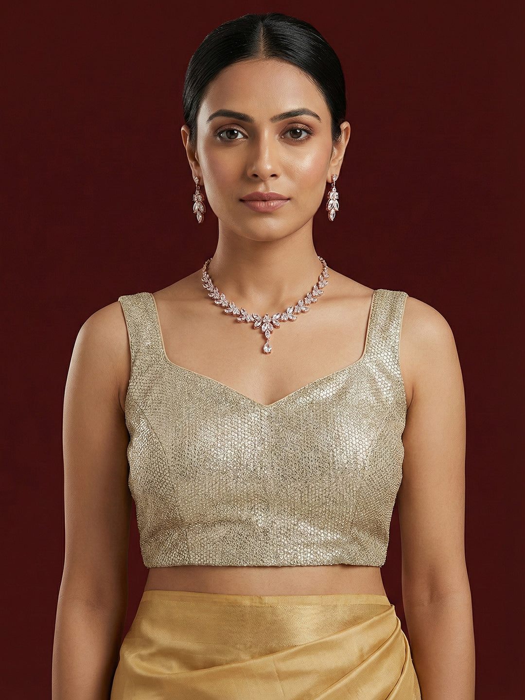 Embellished Gold Saree Blouse