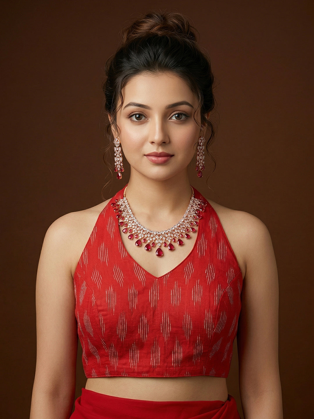 Cotton Blend Woven Design Saree Blouse