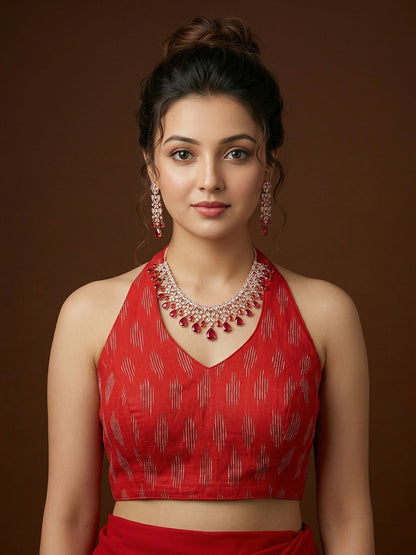 Cotton Blend Woven Design Saree Blouse