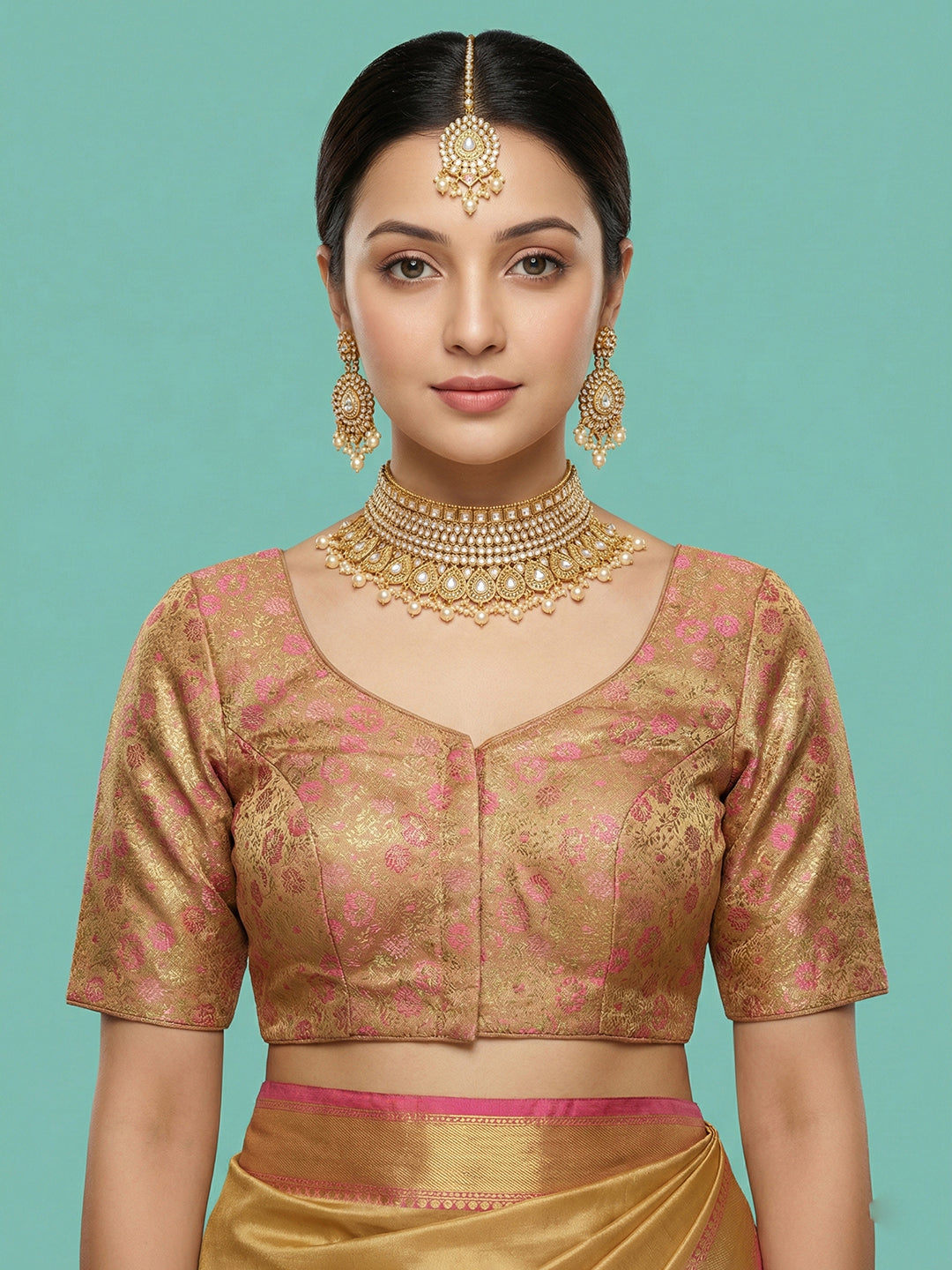 Woven Gold Design Blouse