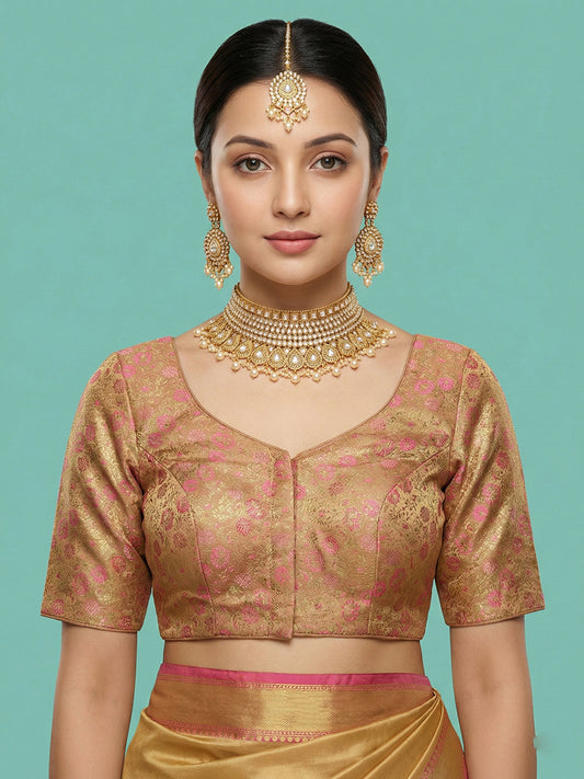 Woven Gold Design Blouse