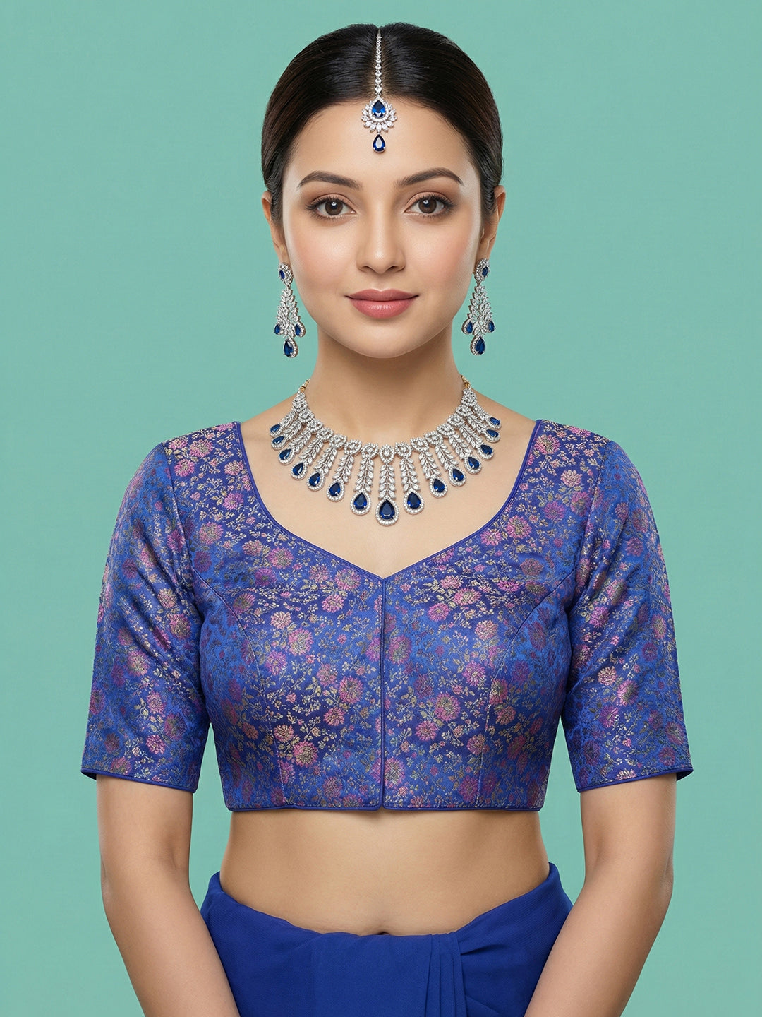 Woven Royal Blue Design Blouse