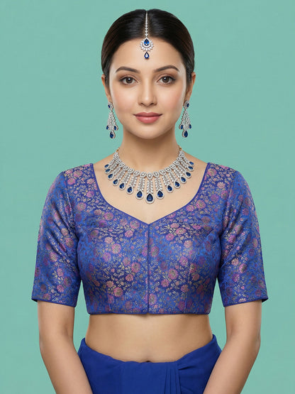 Woven Royal Blue Design Blouse