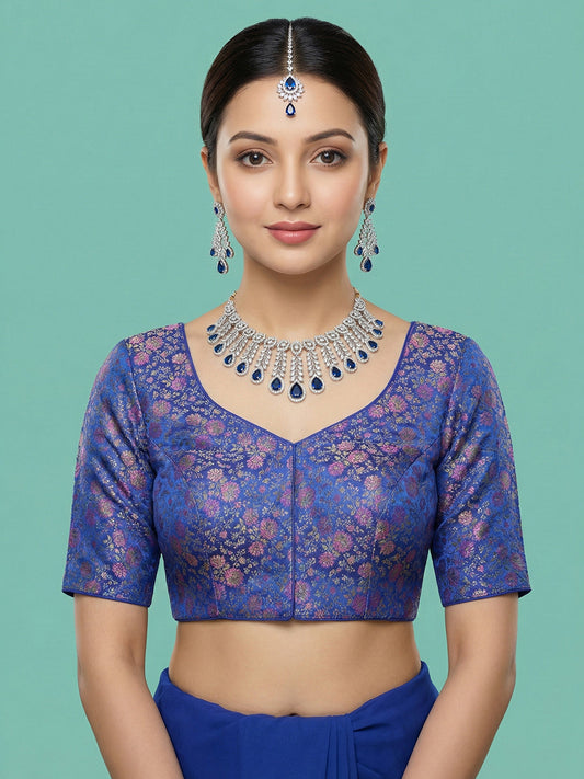 Woven Royal Blue Design Blouse