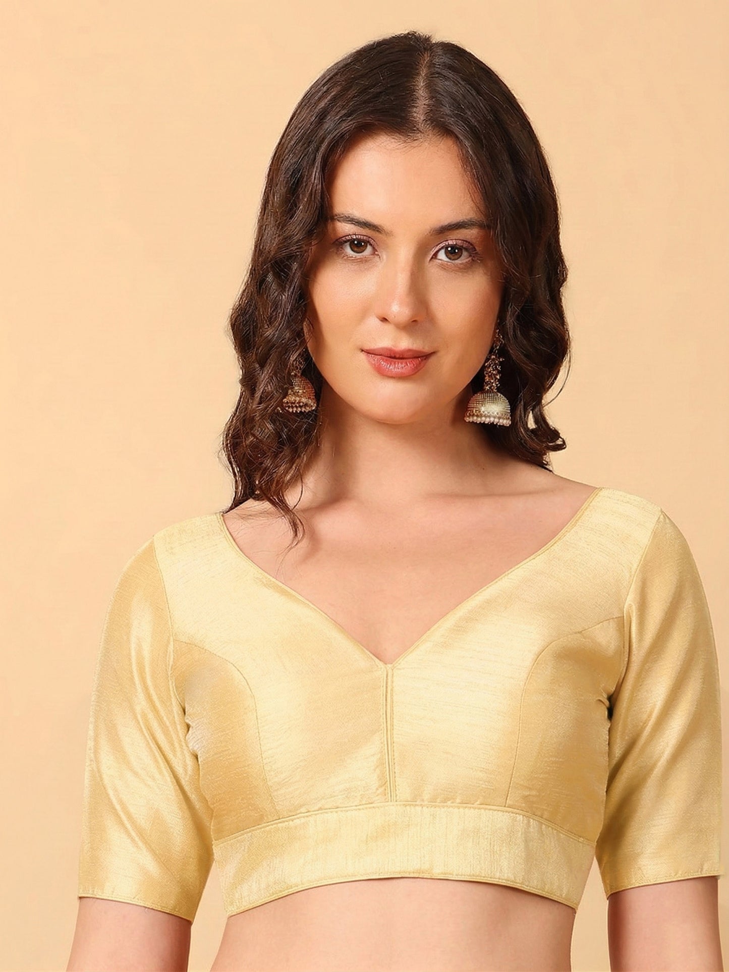 Silk Off White V Neck Blouse