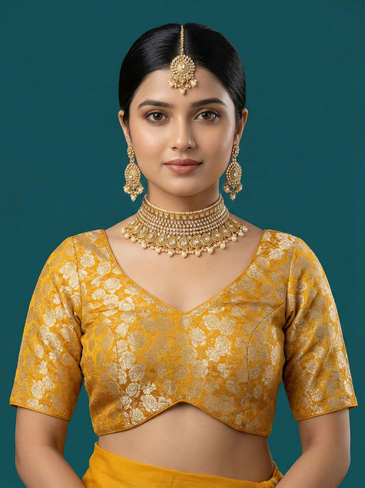 Woven Yellow Design Blouse