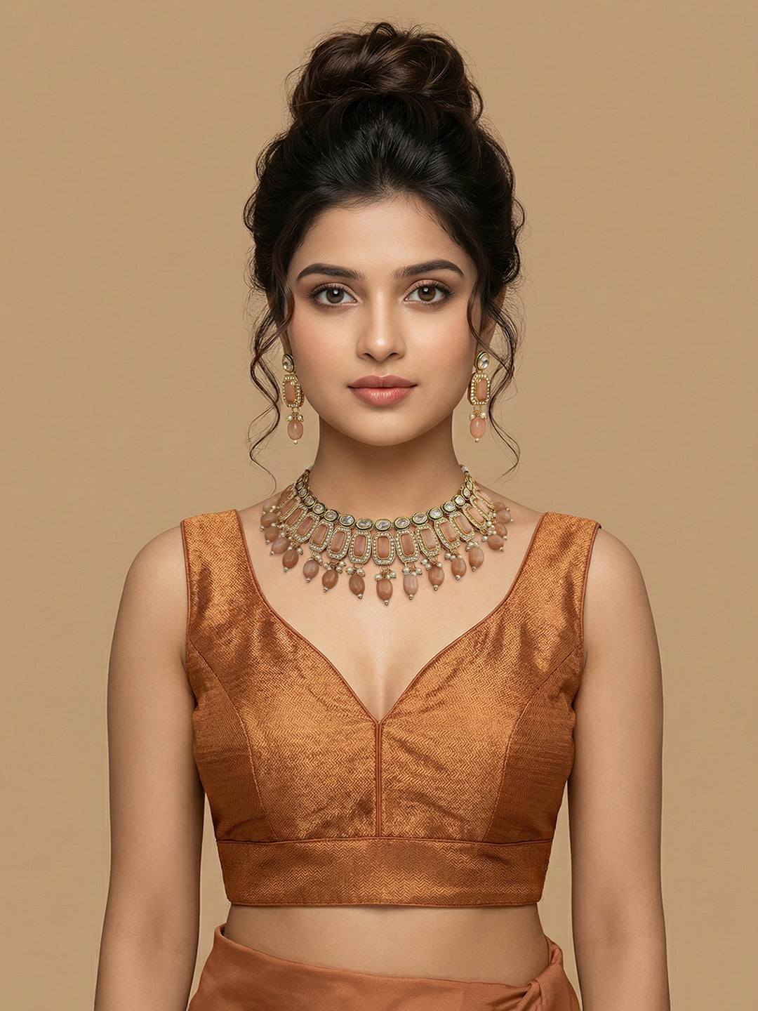 Woven Brown Design Blouse