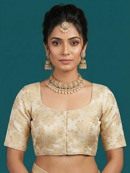 Satin Cream Brocade Blouse