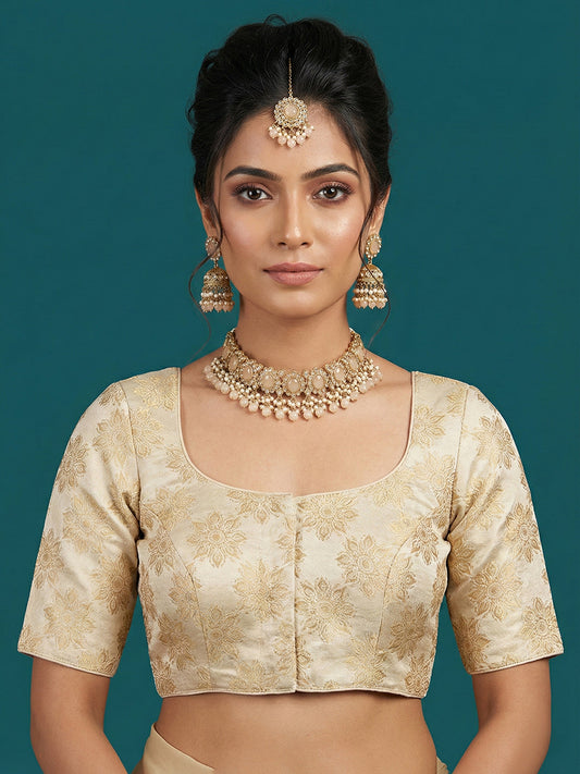 Satin Cream Brocade Blouse