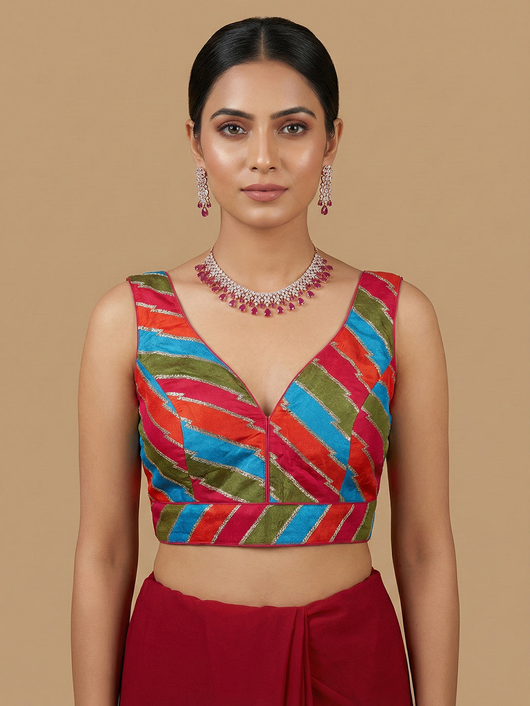 Multi Rani Pink Coloured Blouse