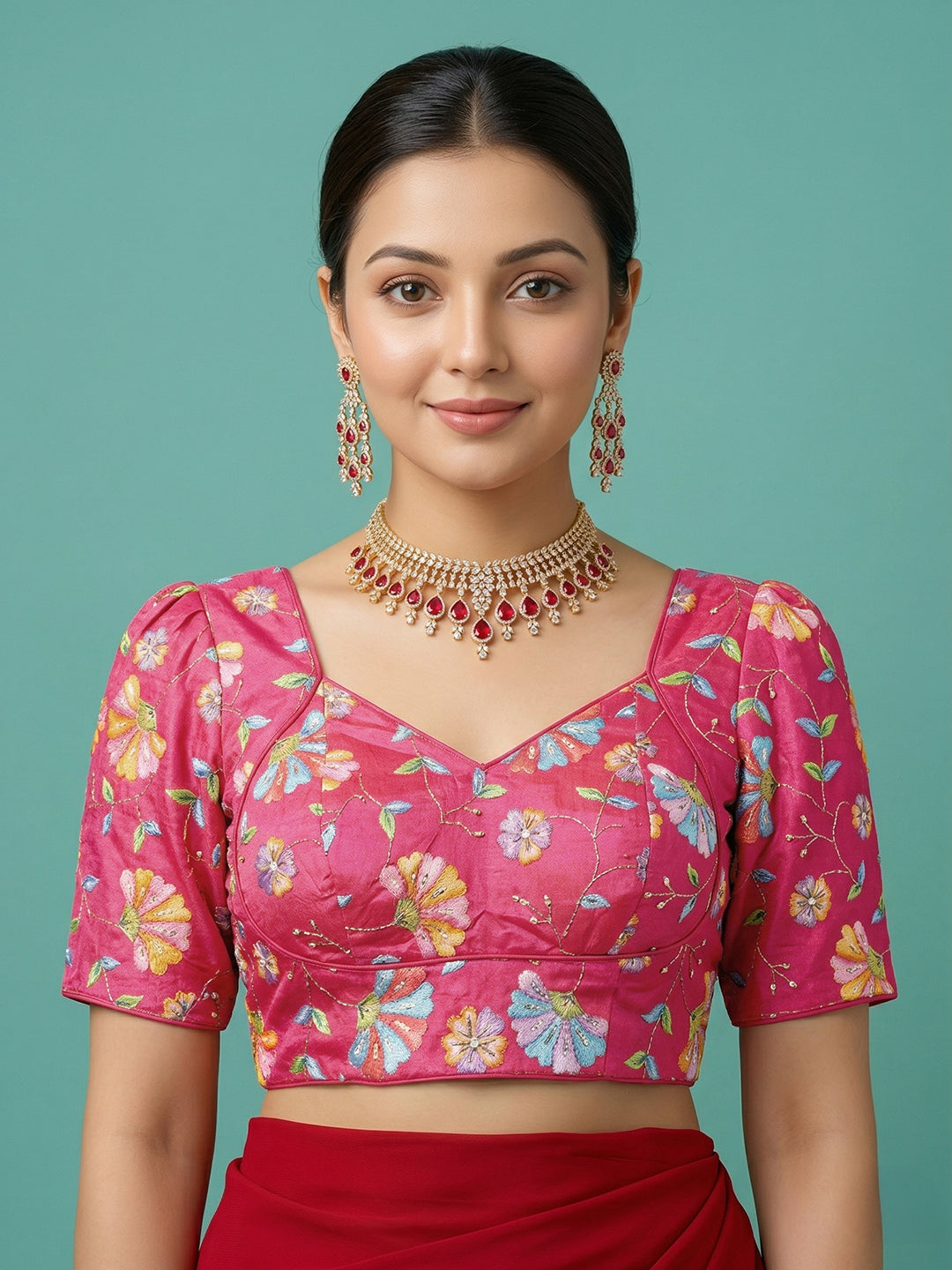 Silk Pink Saree Blouse