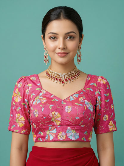 Silk Pink Saree Blouse