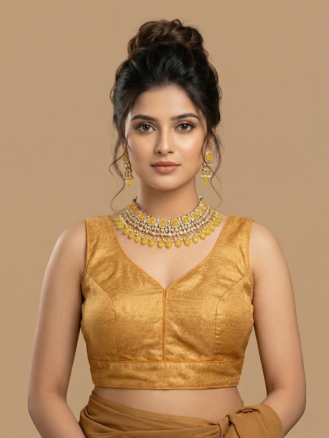 Woven Gold Design Blouse