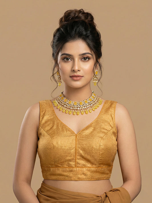 Woven Gold Design Blouse
