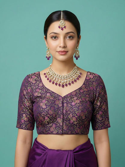 Woven Wine Design Blouse