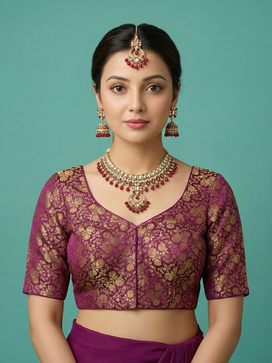 Woven Magenta Design Blouse