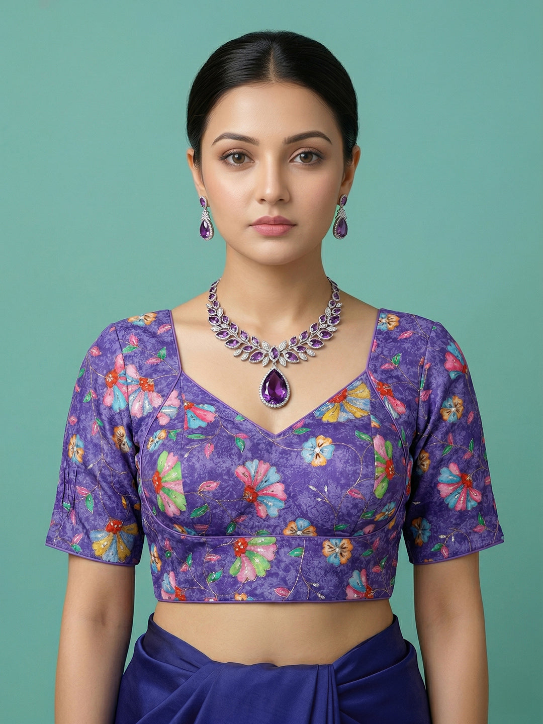 Silk Voilet Saree Blouse