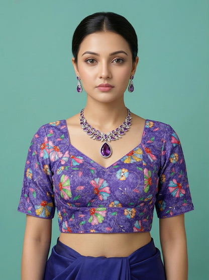 Silk Voilet Saree Blouse