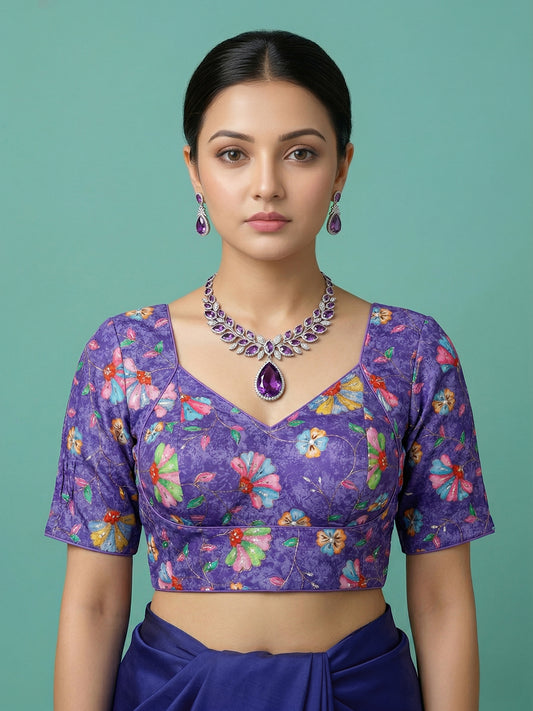 Silk Voilet Saree Blouse