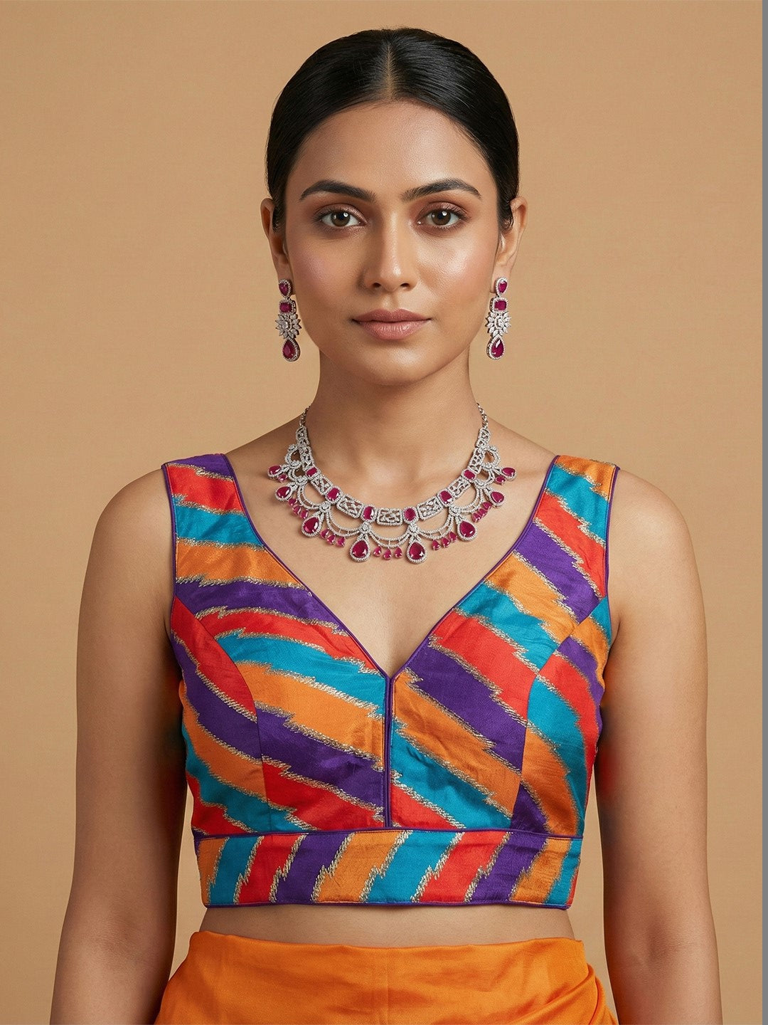 Multi Purple Coloured Blouse