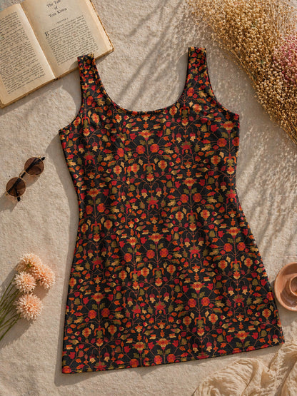 Floral Printed Square Neck Kurti