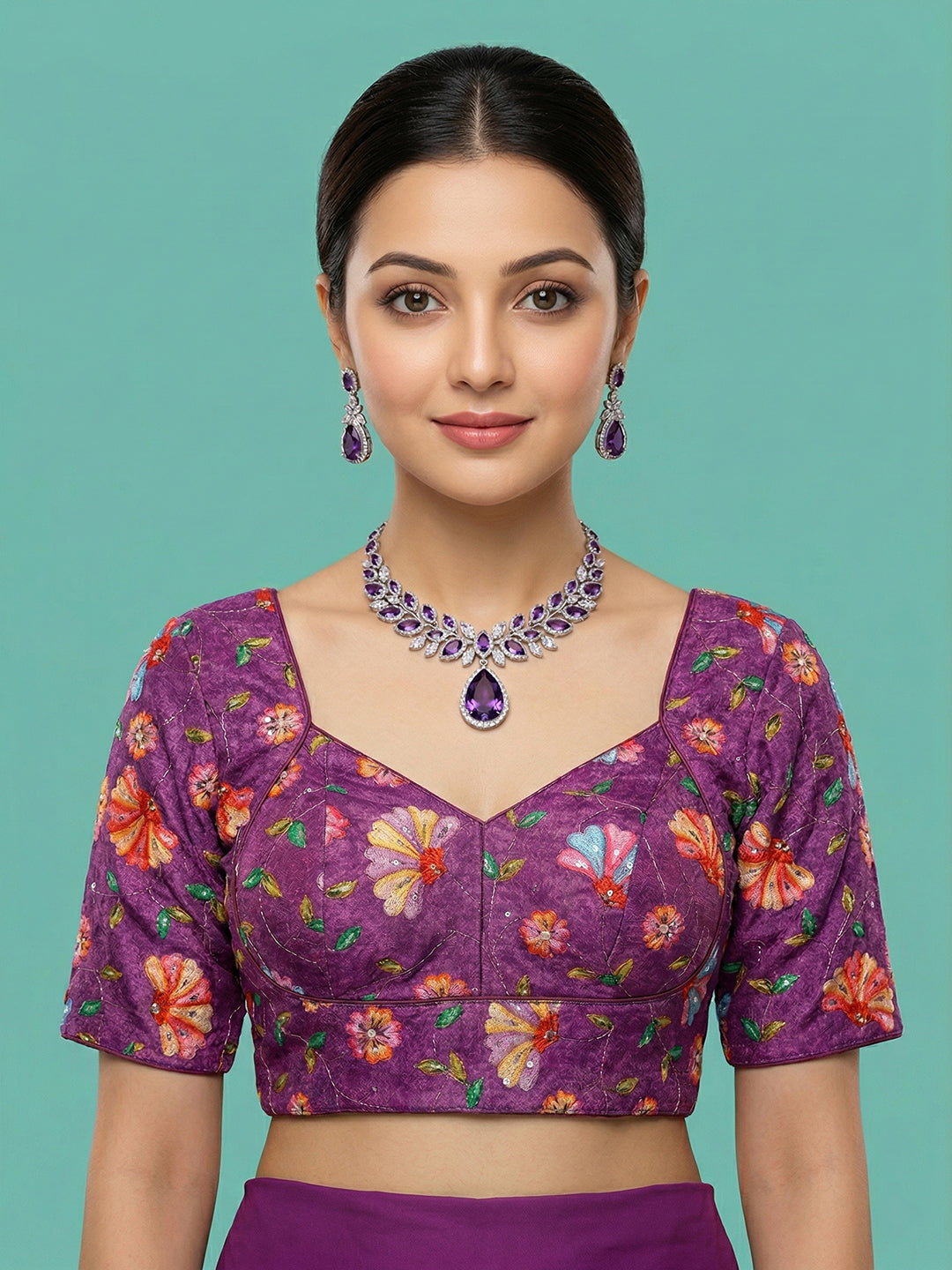 Silk Purple Saree Blouse