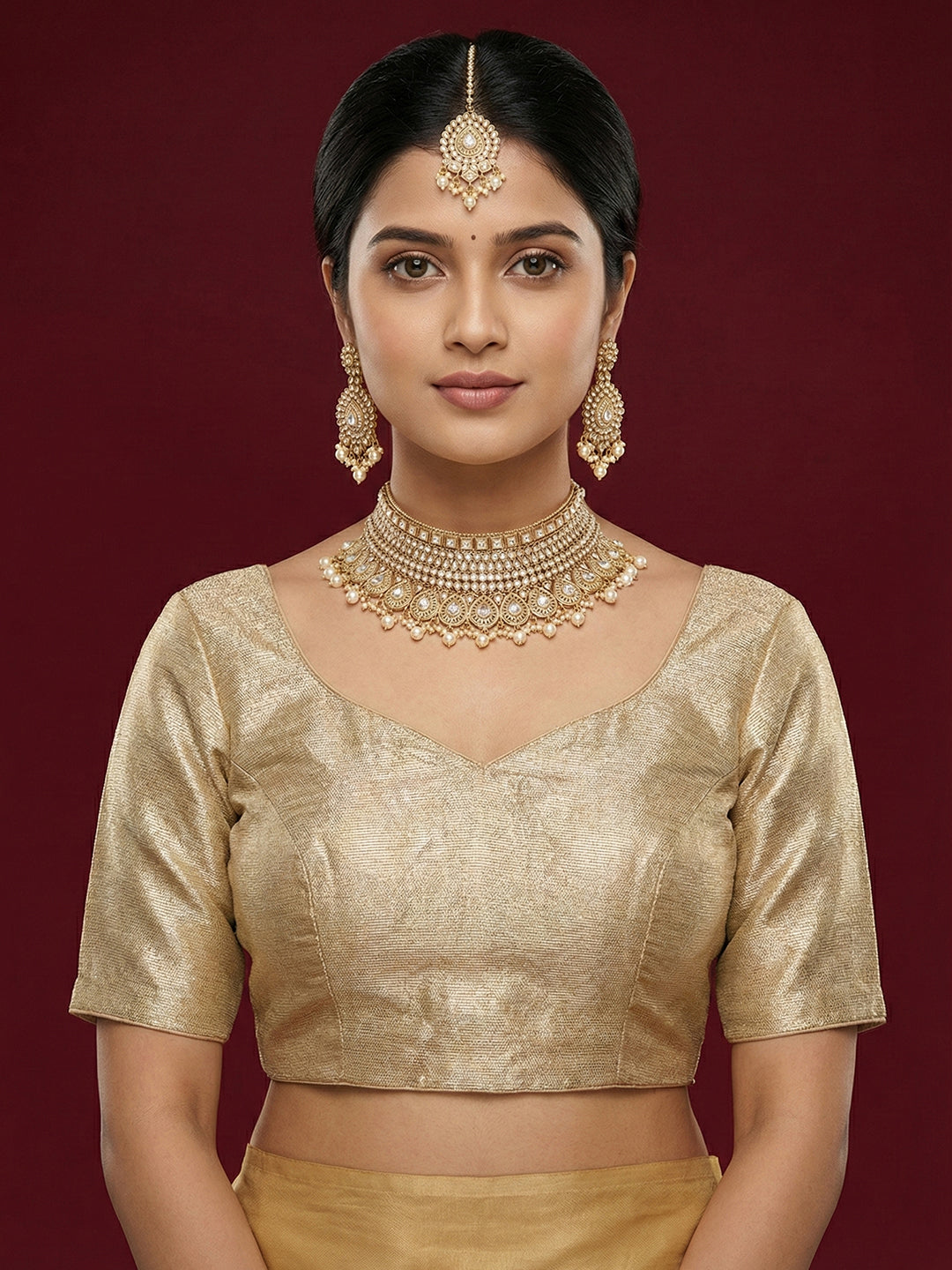 Plain Light Gold Tissue Blouse