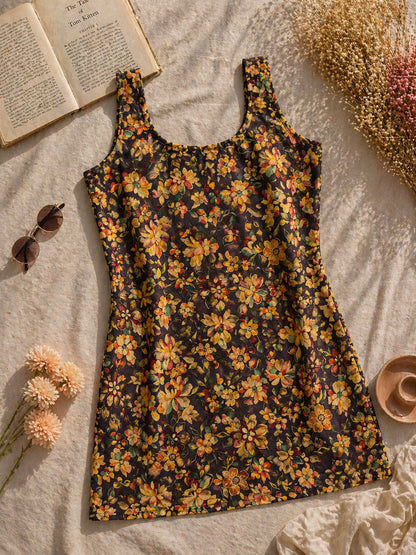 Floral Printed Square Neck Kurti