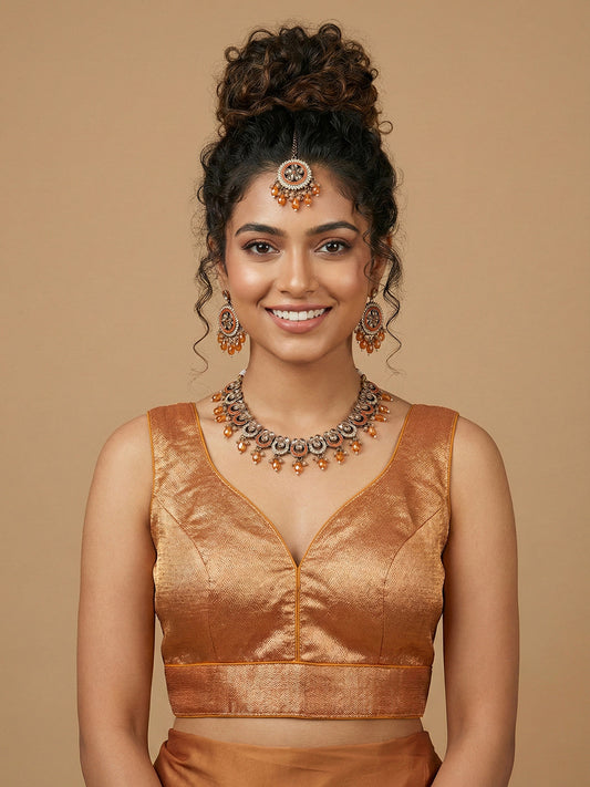 Woven Copper Design Blouse